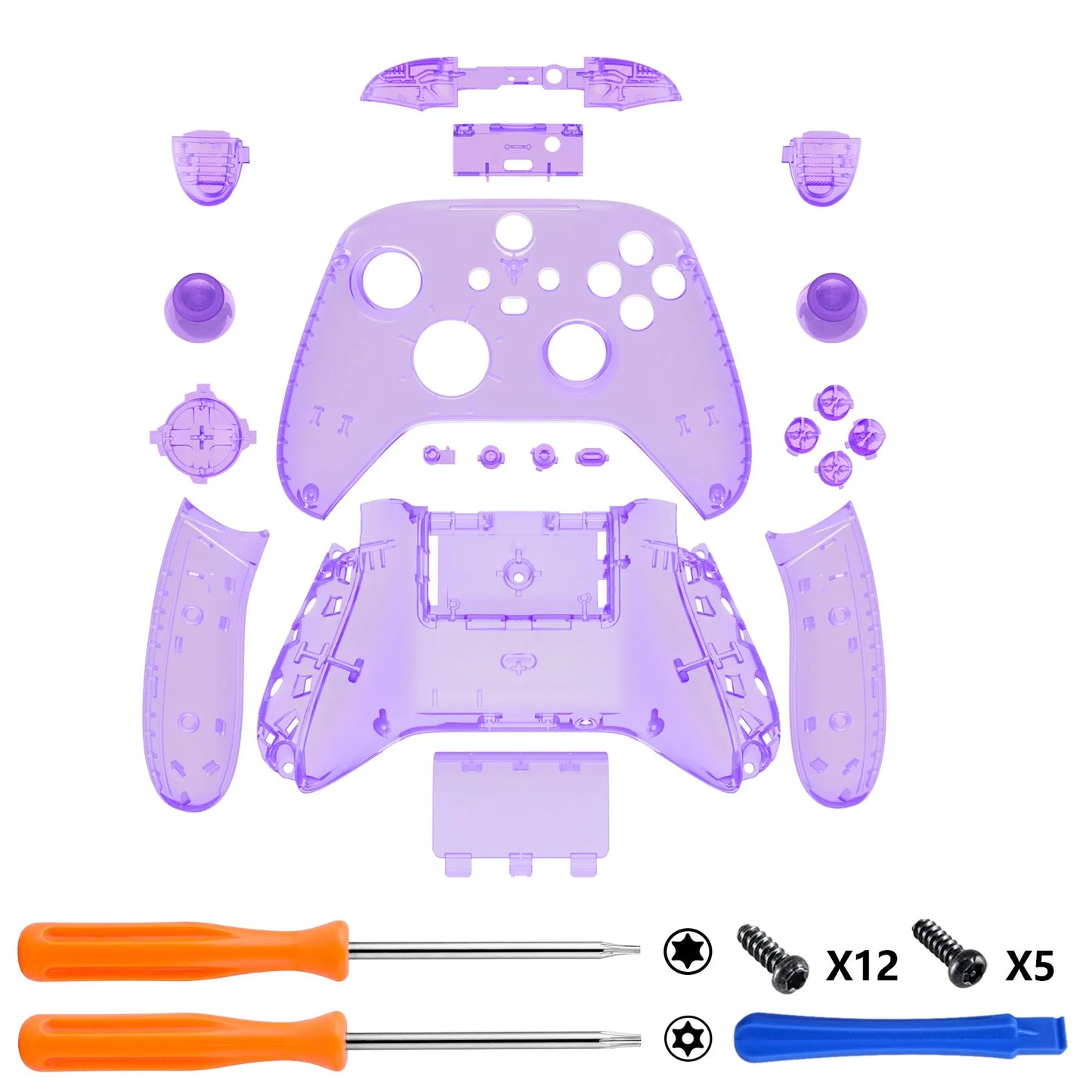eXtremeRate Replacement Custom Transparent Controller Full Set Housing Shell with Buttons for Xbox Core Wireless Controller