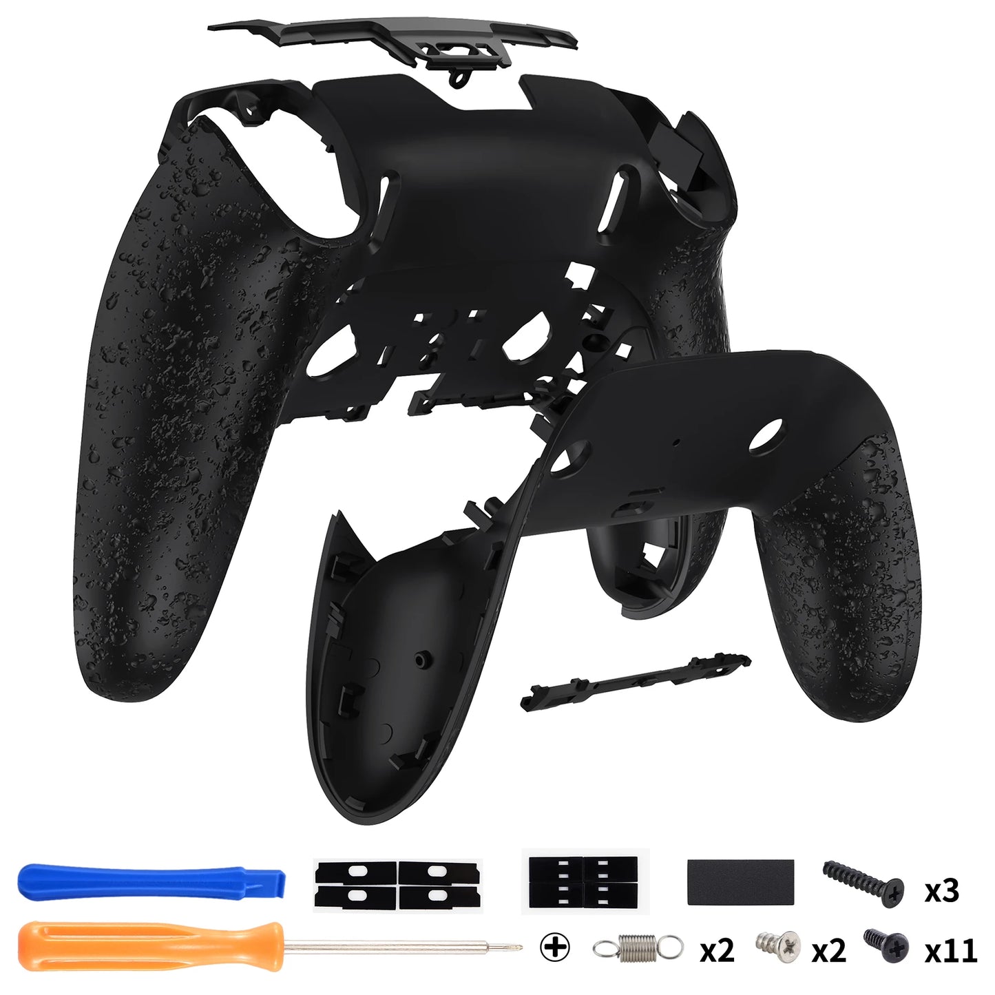 eXtremeRate Replacement Back Housing Bottom Shell & Clip Shell Compatible with ps5 Edge Controller - Textured Black