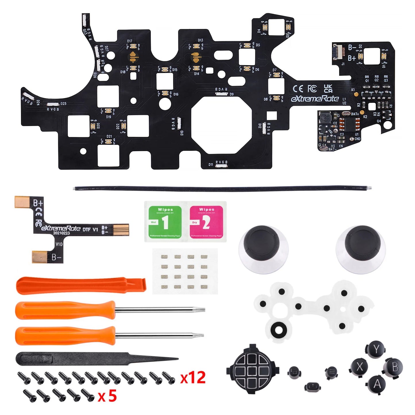 eXtremeRate Multi-Colors Luminated DTF V2 LED Kit for Xbox Series X/S Controller Model 1914, D-pad Thumbsticks Buttons