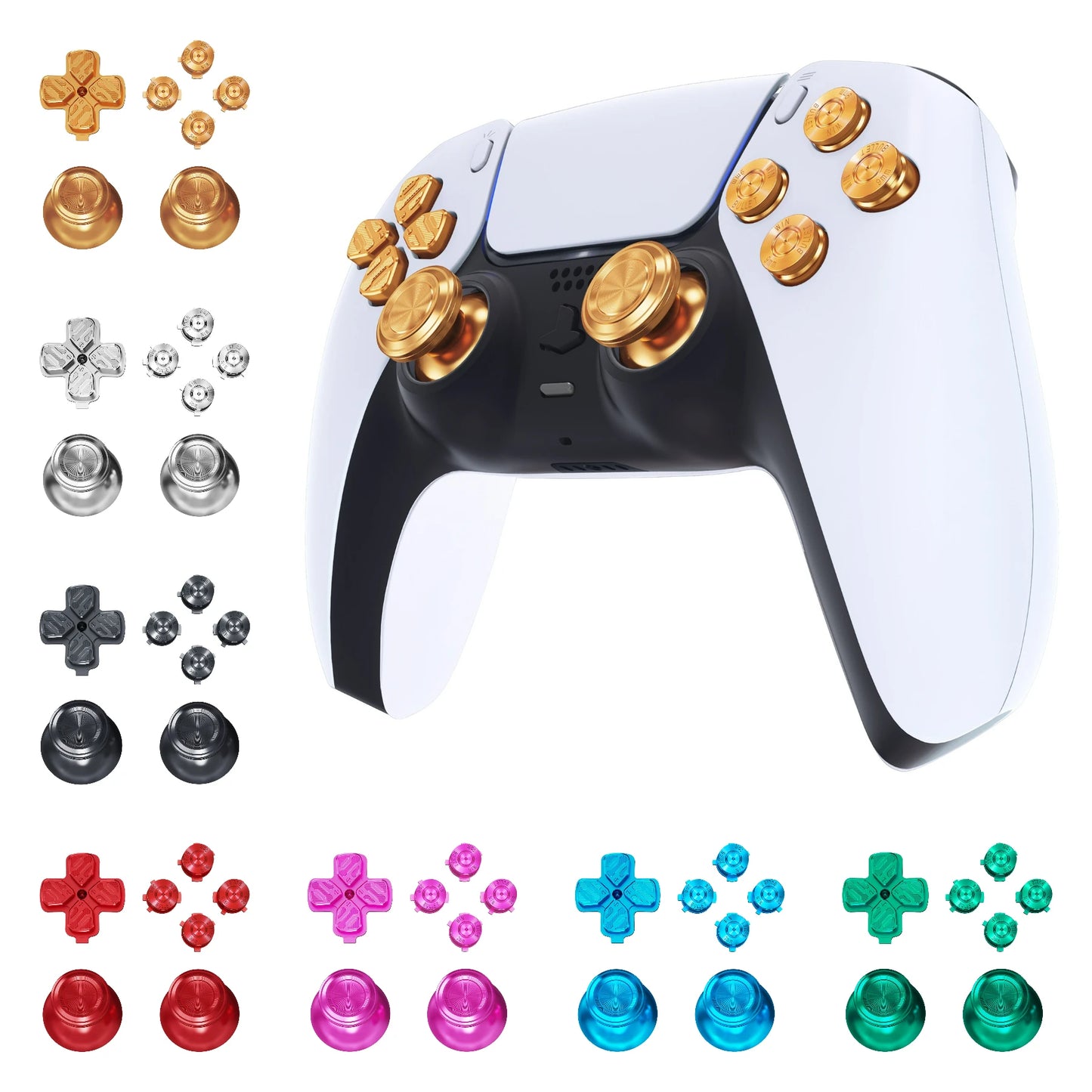 eXtremeRate Metal Thumbsticks Dpad ABXY Buttons Aluminum Analog Thumbsticks & Action Buttons & Direction Keys for ps5 Controller