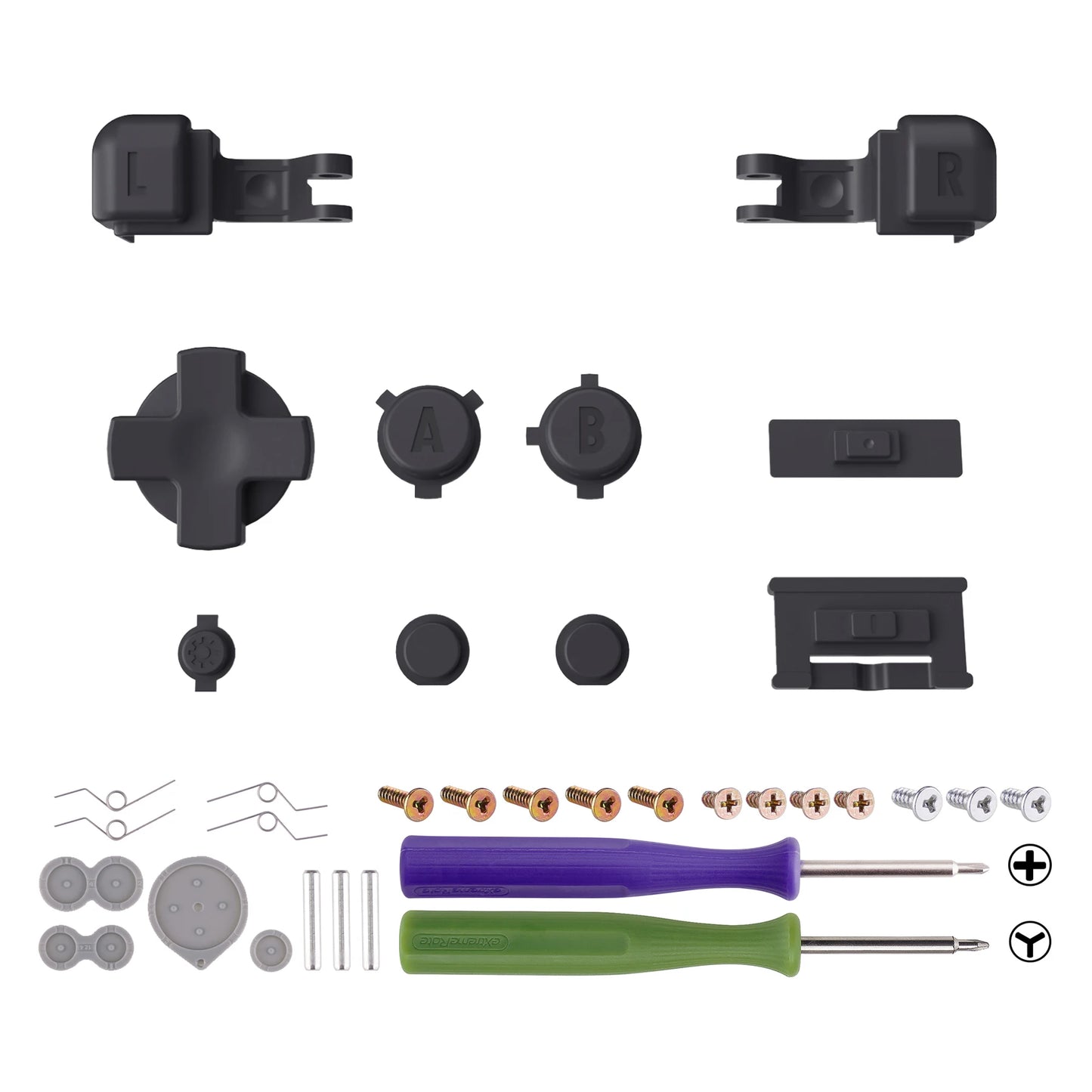 eXtremeRate Full Set Buttons for Gameboy Advance SP, A B L R Button Power On Off Volume Button D-pad Key for GBA SP Console