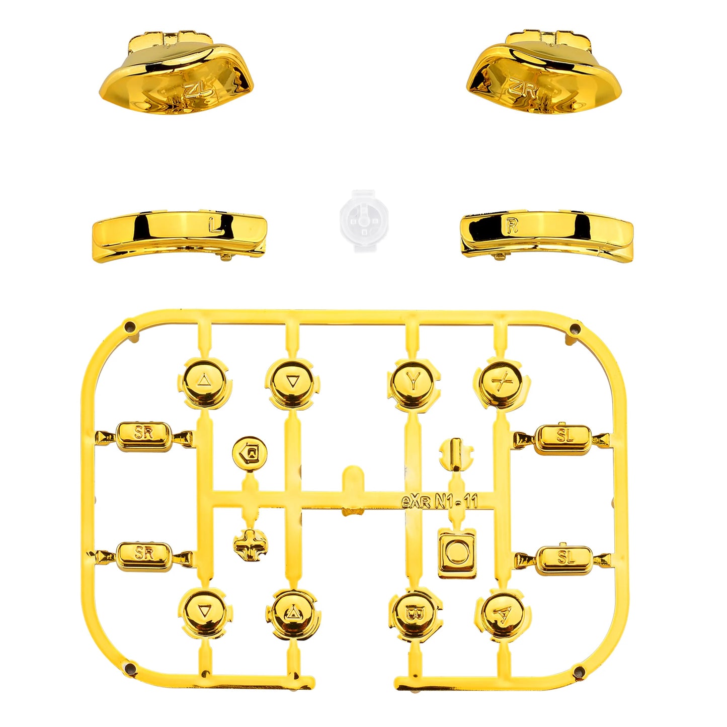 eXtremeRate Full Set Buttons with Tools for Nintendo Switch & OLED JoyCon, Chrome Replacement ABXY SR SL L R ZR ZL Trigger