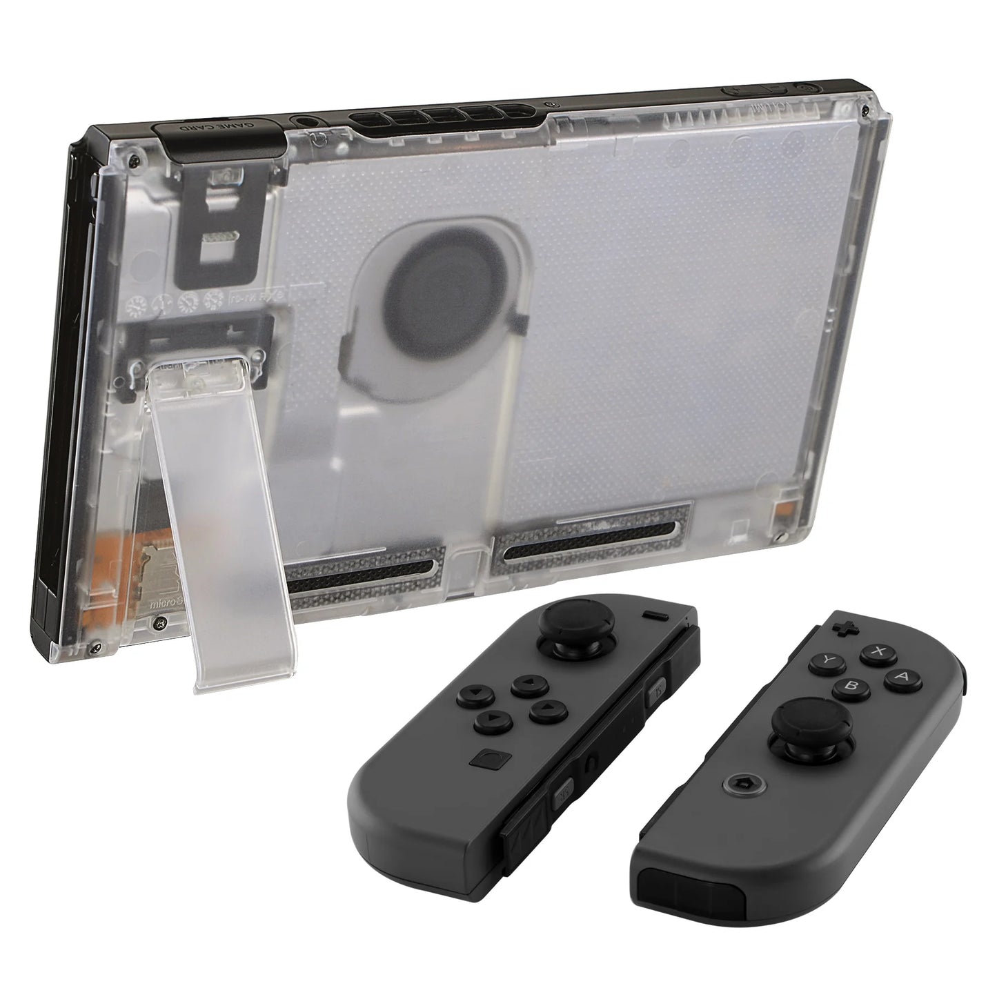 eXtremeRate Custom Transparent Console Back Plate DIY Replacement Housing Shell Case for Nintendo Switch Console with Kickstand