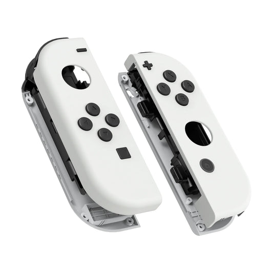 eXtremeRate Replacement Shell Housing Controller Cover Full Set Button for Nintendo Switch JoyCon & OLED JoyCon - White