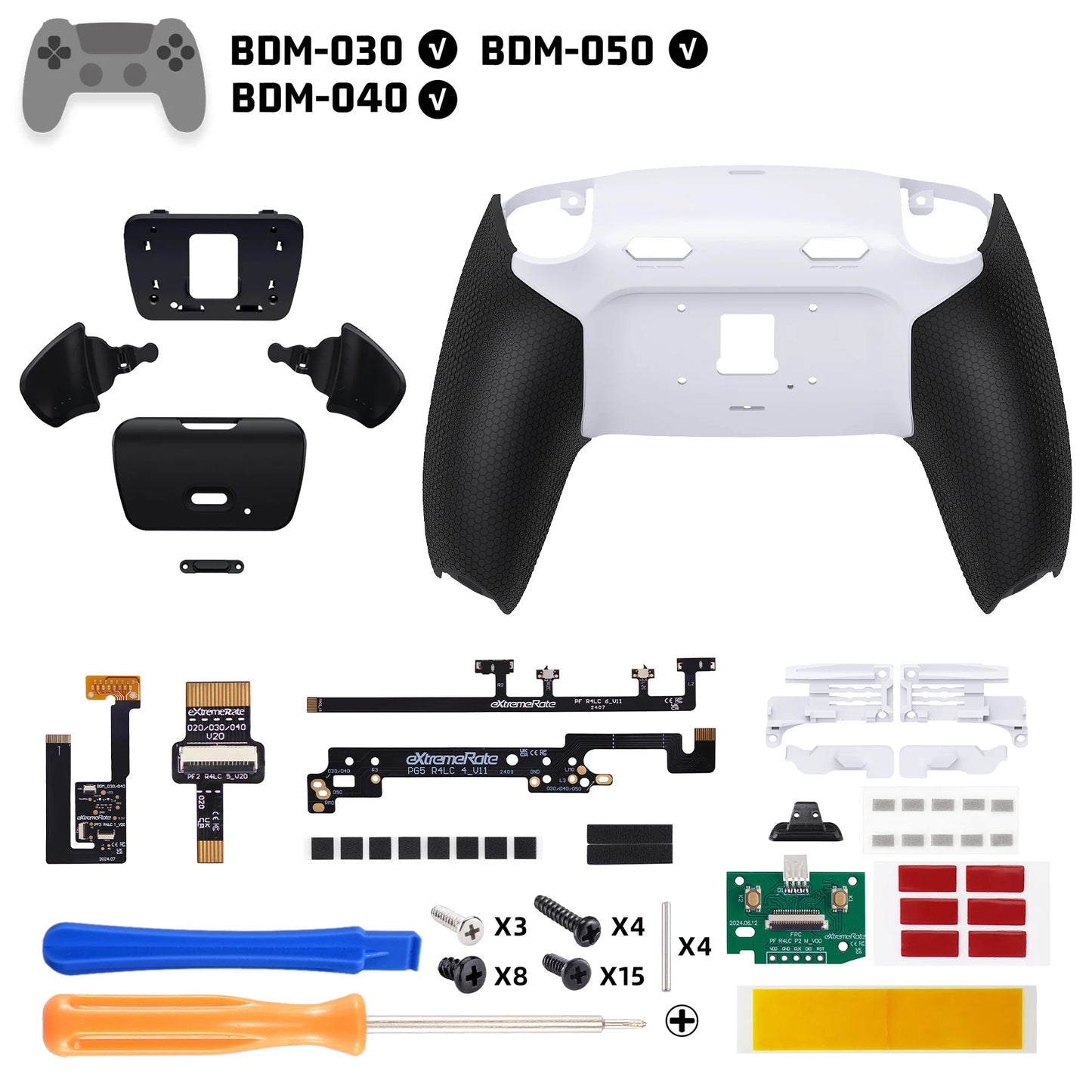 eXtremeRate RISE Plus MAX Remappable Back Buttons Kit w/Clicky Trigger Stop & Rubberized Grip for ps5 Controller BDM-030 040 050