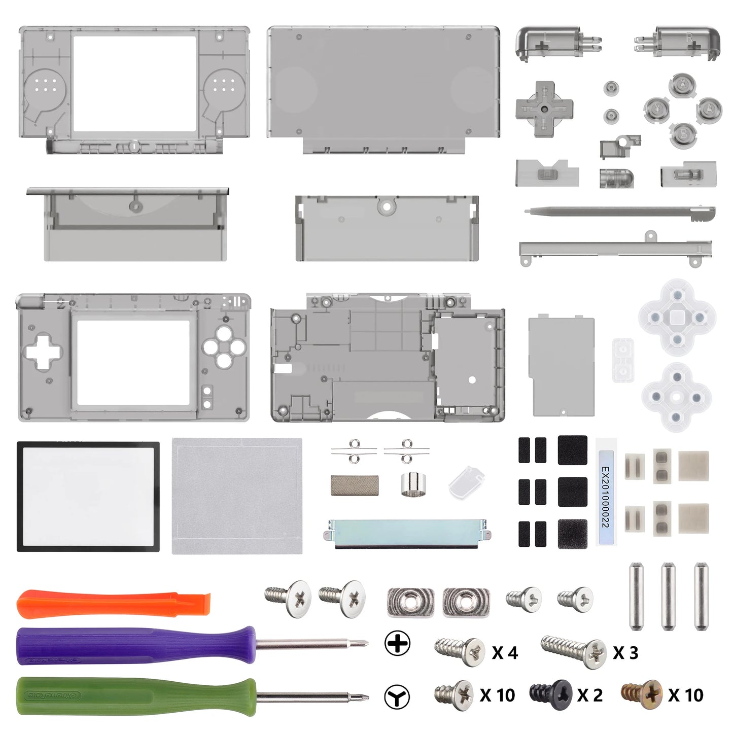 eXtremeRate Replacement Full Housing Shell for Nintendo DS Lite, Custom Case Cover Button Screen Len for NDSL - Clear Series