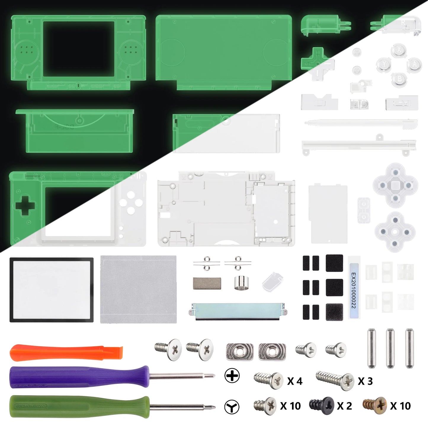 eXtremeRate Replacement Full Housing Shell for Nintendo DS Lite, Custom Case Cover Button Screen Len for NDSL - Clear Series