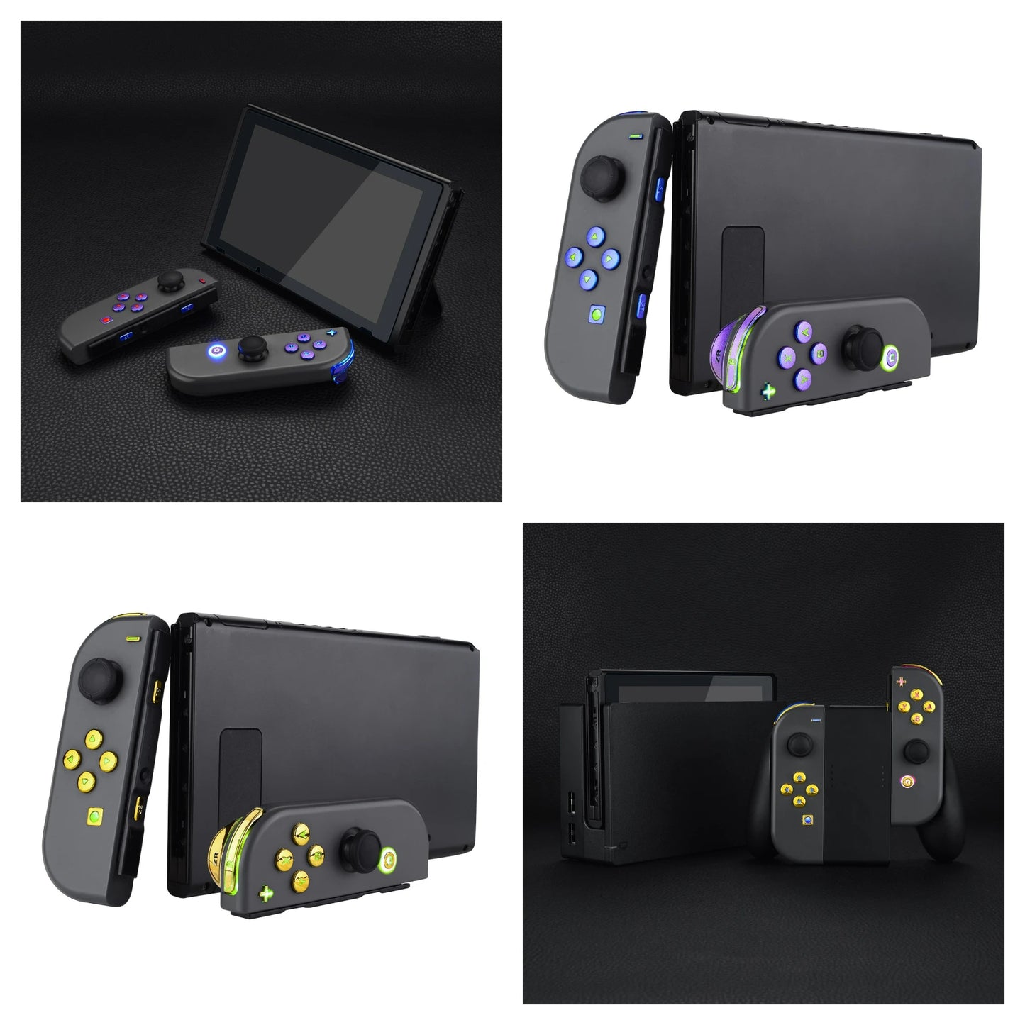 eXtremeRate 7 Colors 9 Modes DFS LED Kit Multi-Colors Luminated Classical Symbols Face Buttons for NS Switch & OLED JoyCon