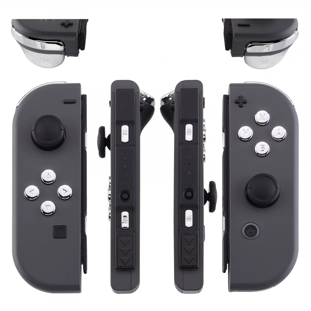 eXtremeRate Full Set Buttons with Tools for Nintendo Switch & OLED JoyCon, Chrome Replacement ABXY SR SL L R ZR ZL Trigger