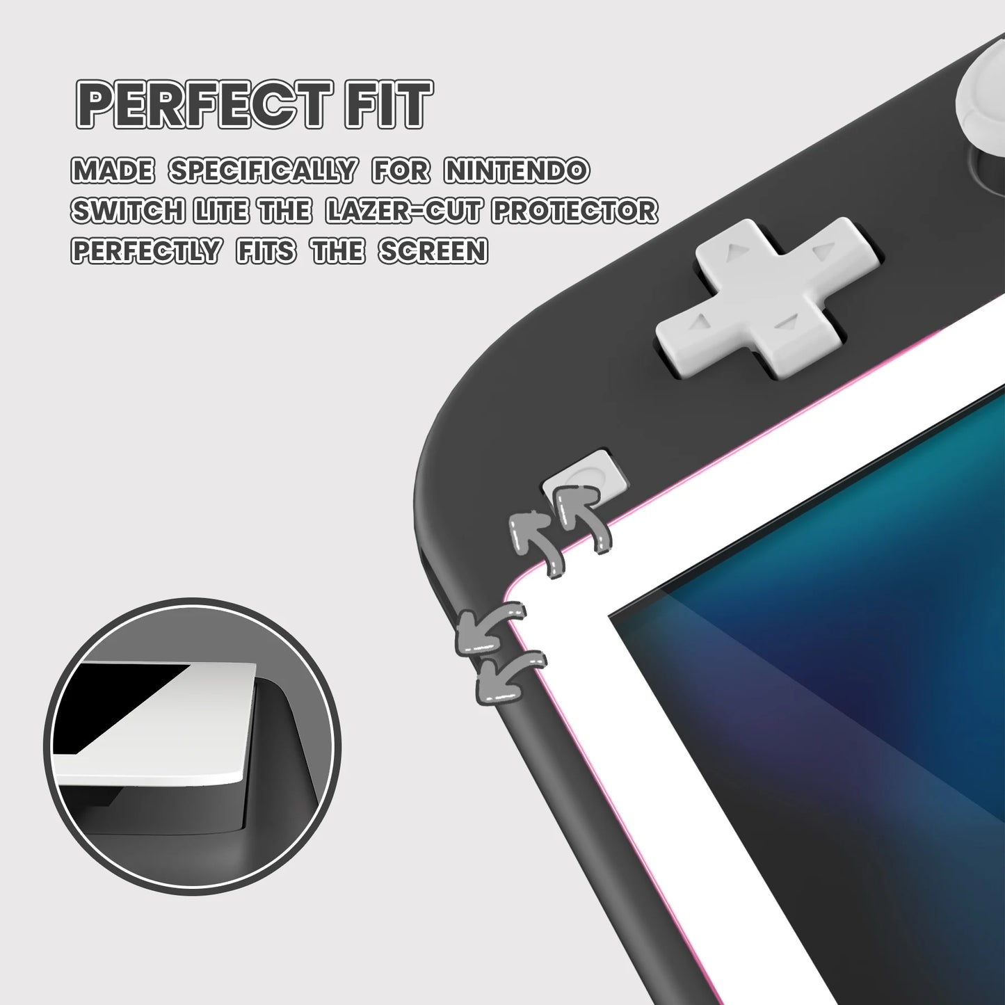 eXtremeRate Colourful Border Transparent HD Clear Accessories Saver Film Tempered Glass Screen Protector for NS Switch Lite