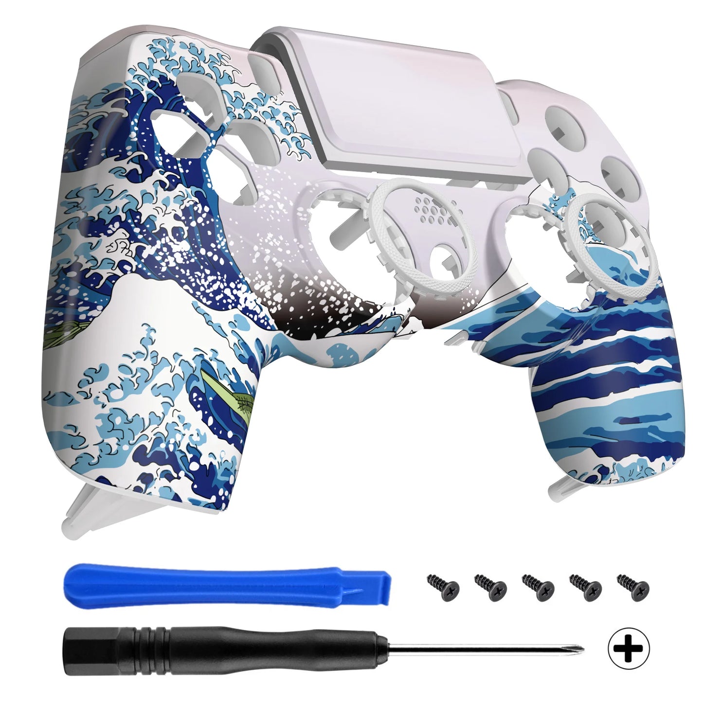 eXtremeRate Ghost Replacement Faceplate Touchpad Cover Redesigned Shell Compatible with PS4 Slim Pro Controller JDM-040/050/055