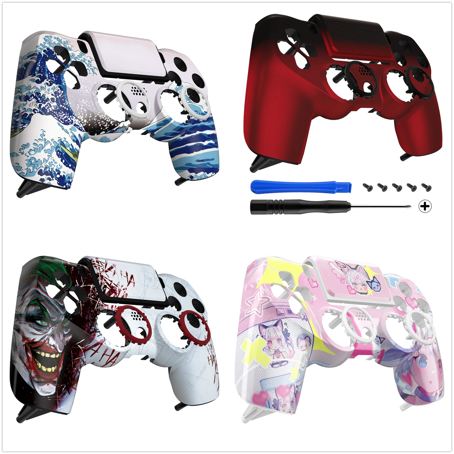 eXtremeRate Ghost Replacement Faceplate Touchpad Cover Redesigned Shell Compatible with PS4 Slim Pro Controller JDM-040/050/055