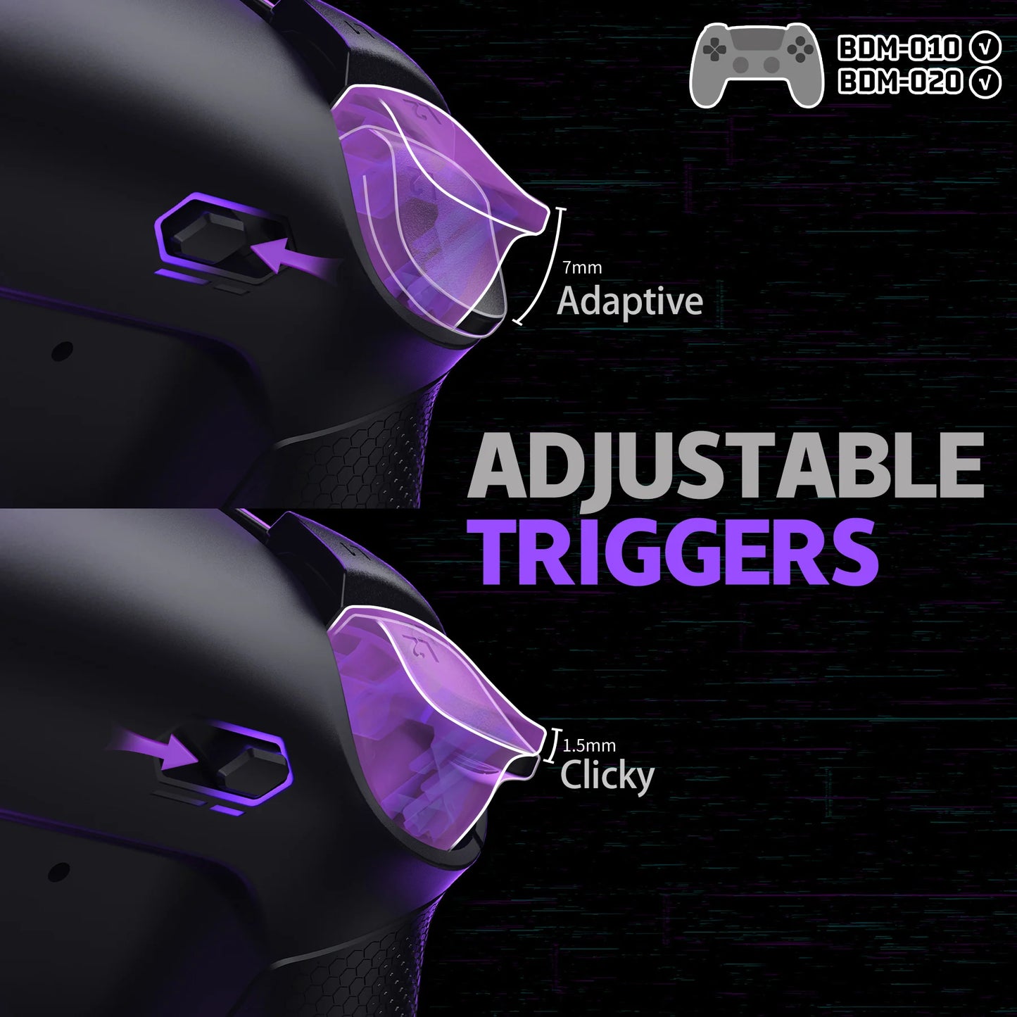 eXtremeRate RISE Plus MAX Remappable Real Metal Back Buttons Kit with Clicky Trigger Stops & Rubberized Grip for ps5 BDM-010 020