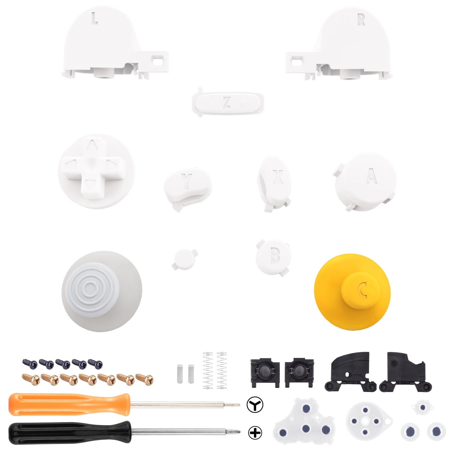 eXtremeRate DIY Replacement Full Set Buttons Thumbsticks & Tools for Nintendo GameCube Controller, Repair ABXY D-pad Z L R Keys