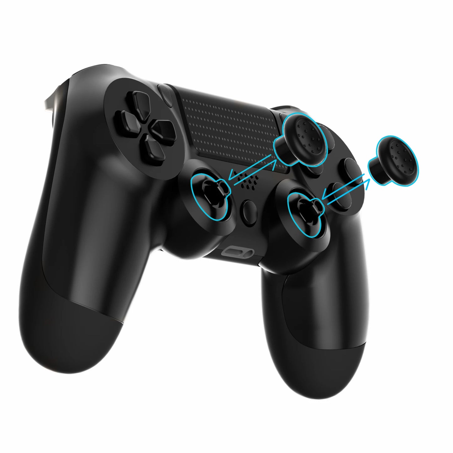eXtremeRate Black Interchangeable Thumbstick with 3 Grips Adjustable Joystick for PS5 Controller, for PS4 All Model Controller