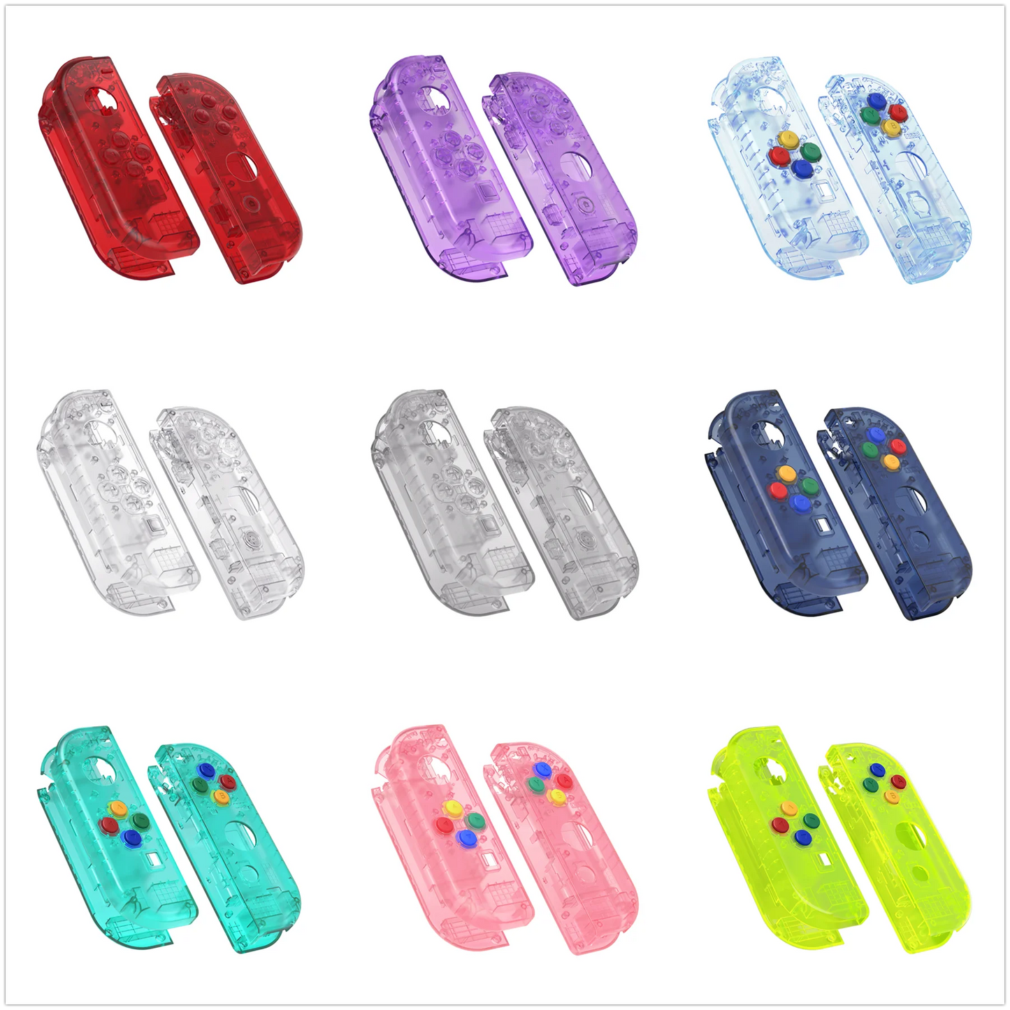 eXtremeRate Custom Transparent Housing Shell Cover W/Full Set Buttons for Nintendo Switch JoyCon & OLED JoyCon Controller
