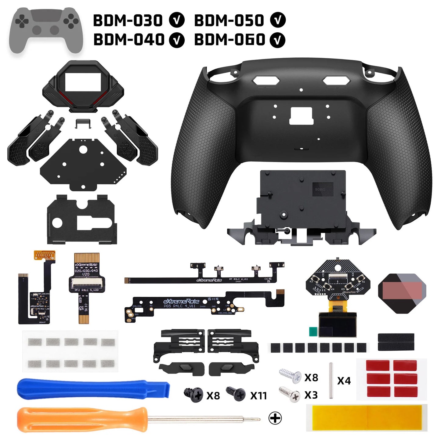 eXtremeRate SPARK Back Paddles Kit for ps5 Controller BDM-030 040 050 060 models, Remappable 4 Back Buttons Set-Rubberized Black