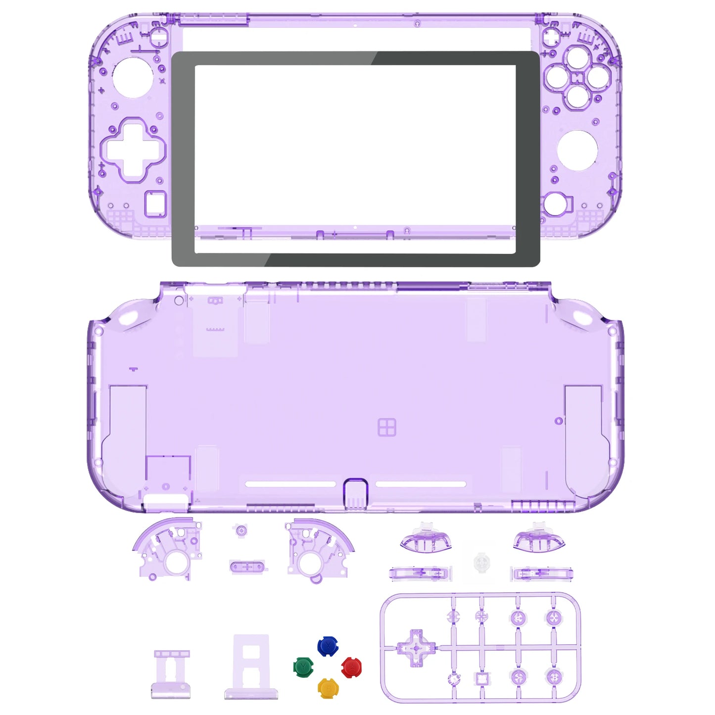 eXtremeRate Replacement Housing Custom Shell w/Screen Protector & ABXY Buttons for Nintendo Switch Lite - Crystal Clear Series