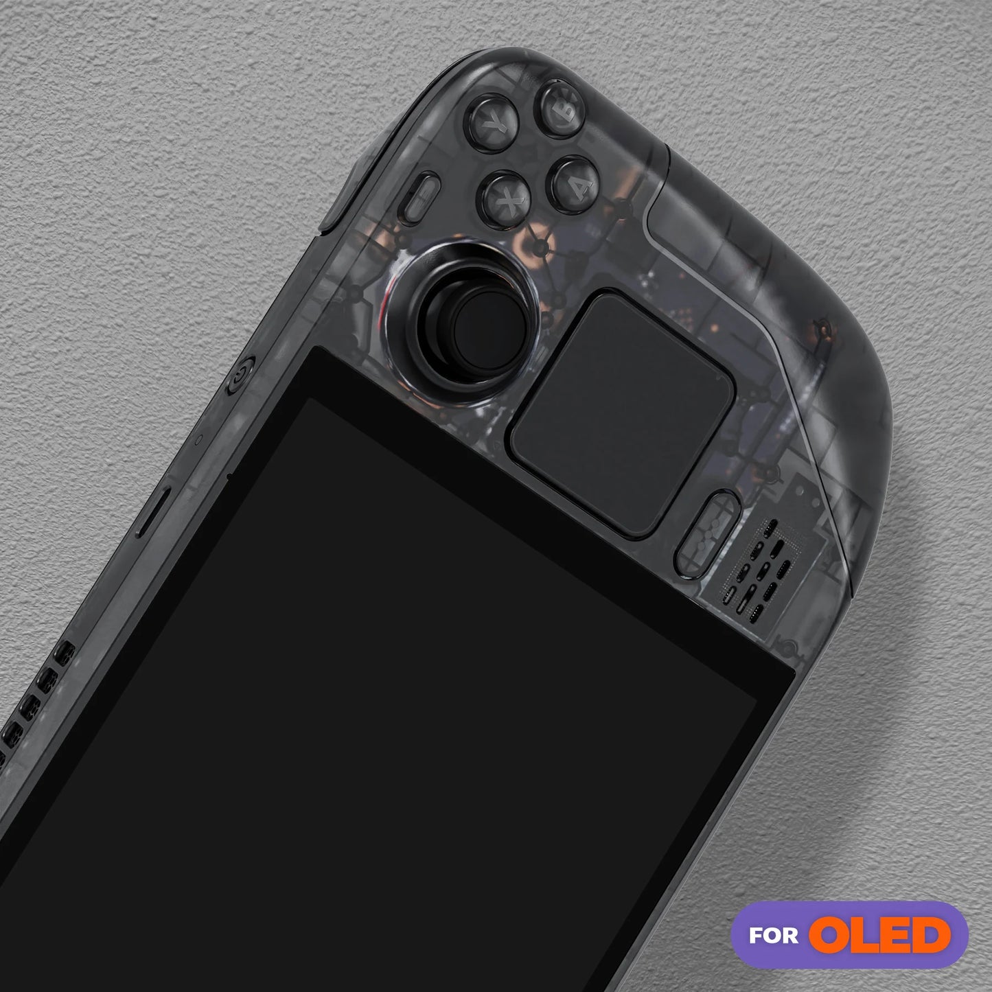 eXtremeRate Replacement Full Set Housing Shell W/Buttons for Steam Deck OLED, Clear DIY Faceplate Back Plate Trackpad Case