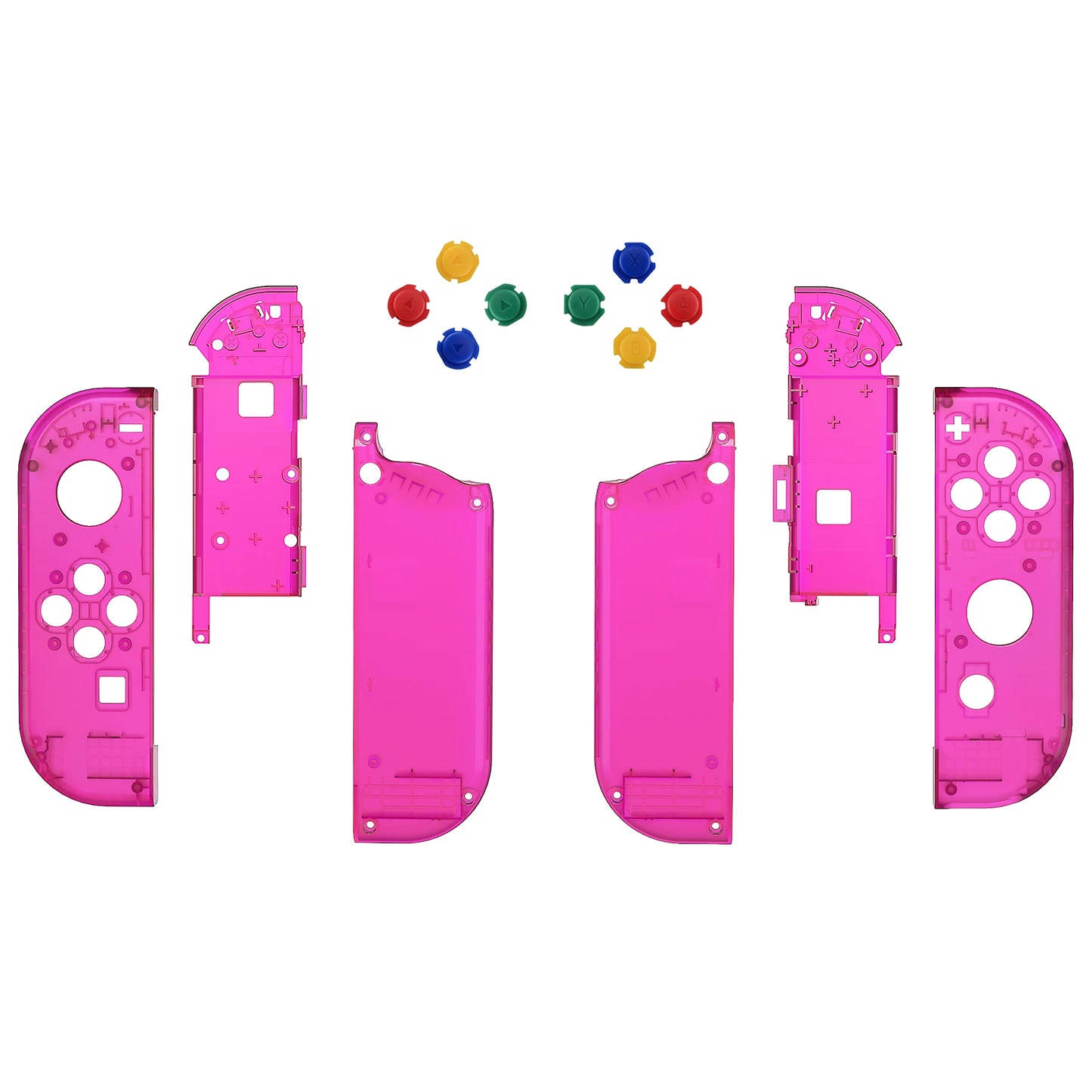 eXtremeRate Custom Transparent Housing Shell Cover W/Full Set Buttons for Nintendo Switch JoyCon & OLED JoyCon Controller