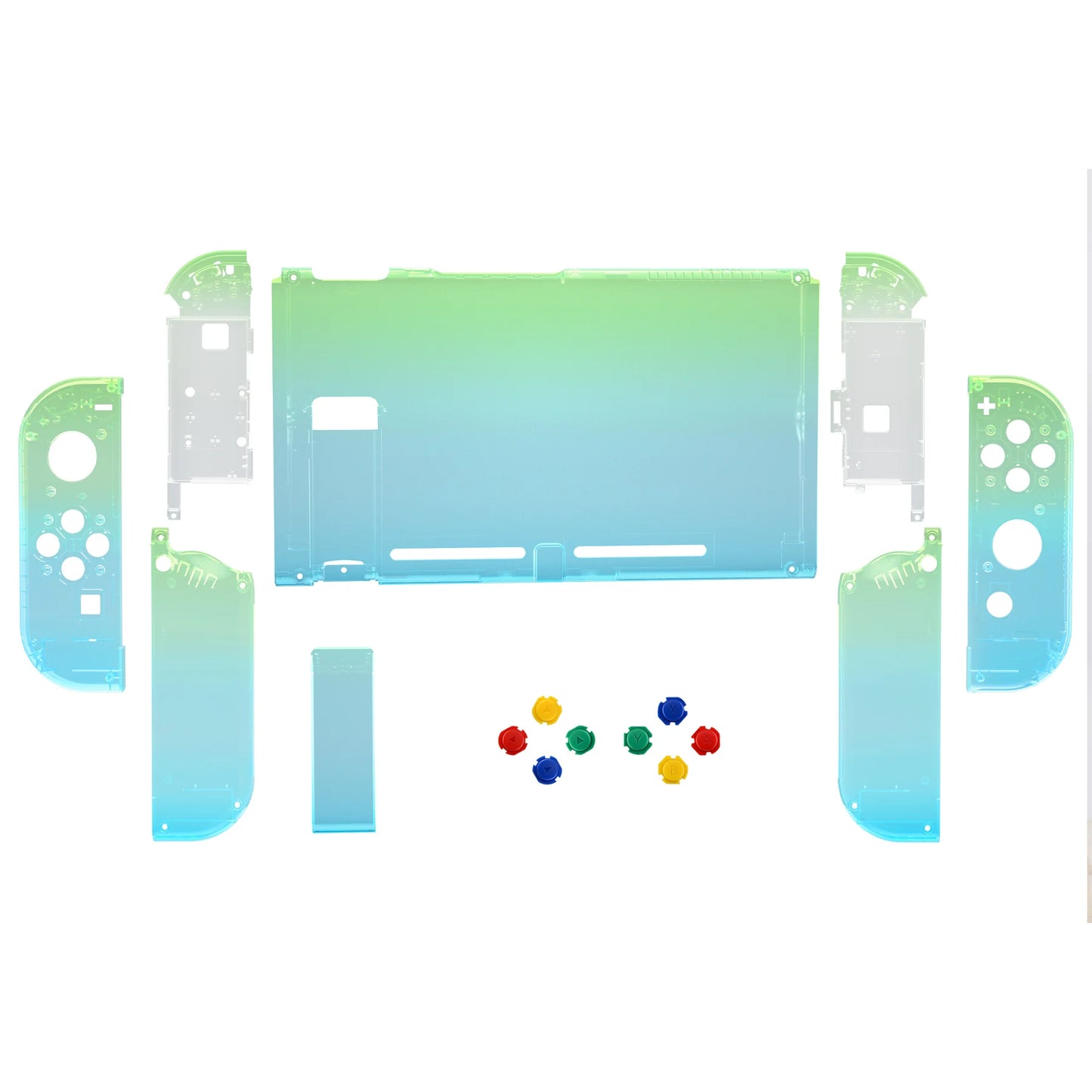 eXtremeRate DIY Replacement Back Shell with Full Set Buttons for NS Switch, Joycon Handheld Grips Kickstand - Gradient Series