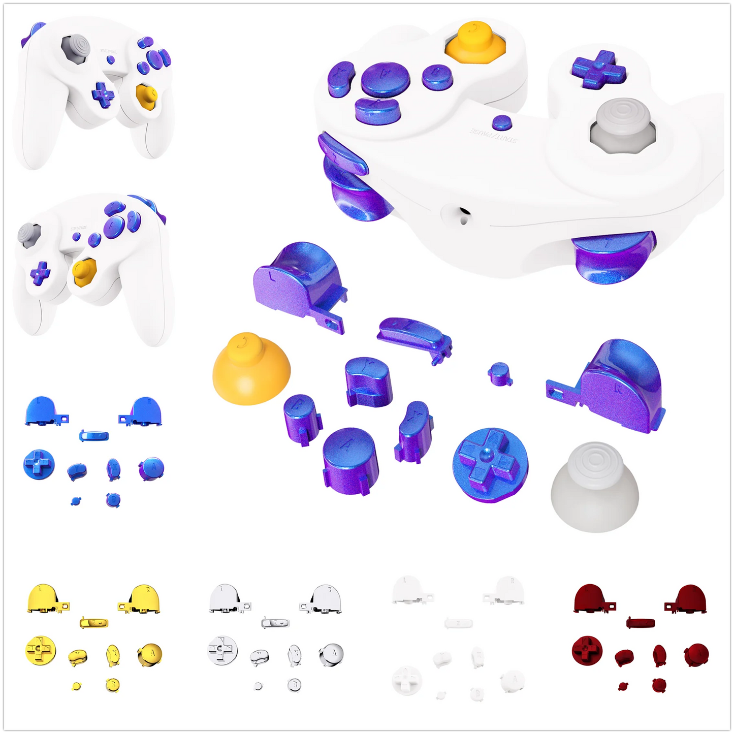 eXtremeRate DIY Replacement Full Set Buttons Thumbsticks & Tools for Nintendo GameCube Controller, Repair ABXY D-pad Z L R Keys