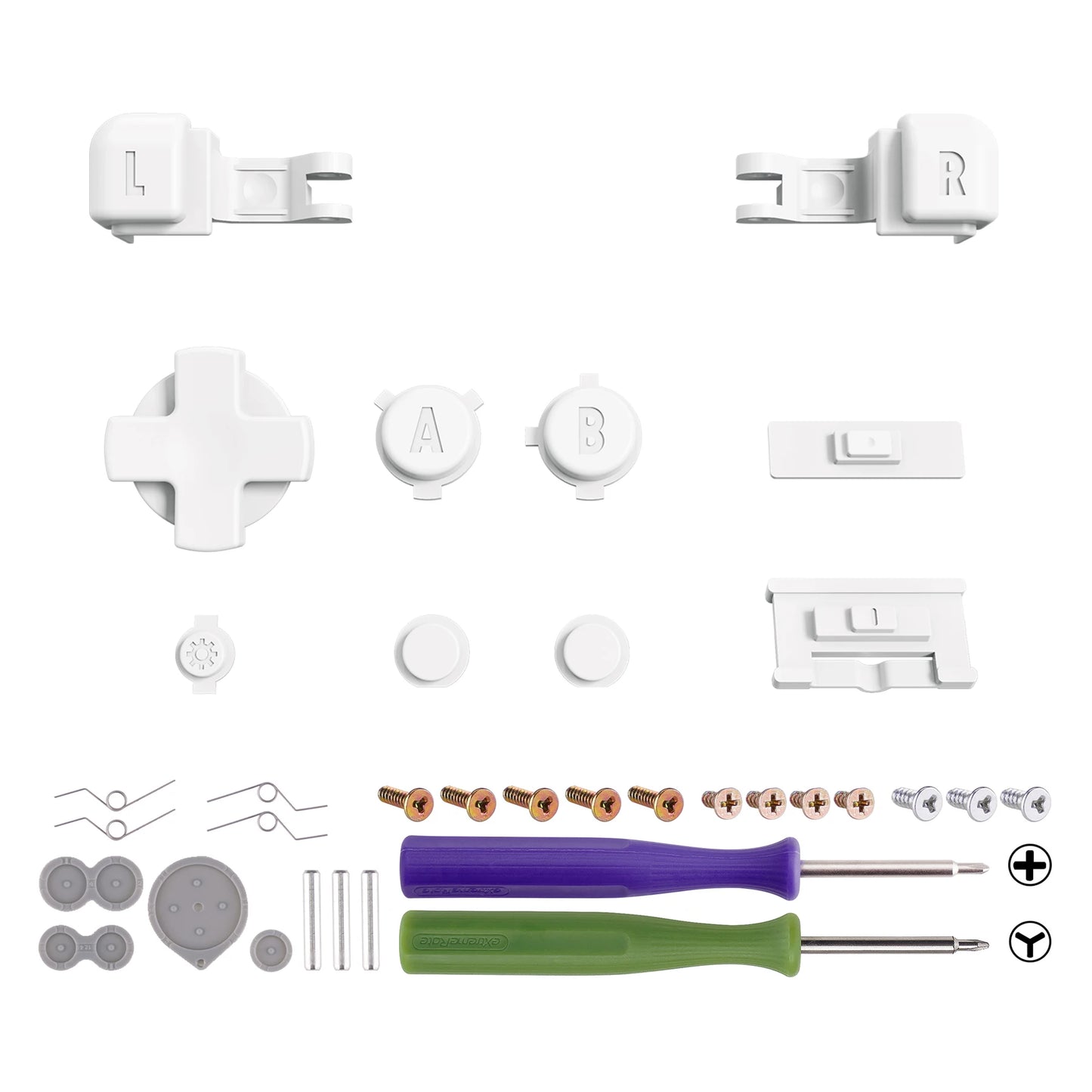 eXtremeRate Full Set Buttons for Gameboy Advance SP, A B L R Button Power On Off Volume Button D-pad Key for GBA SP Console