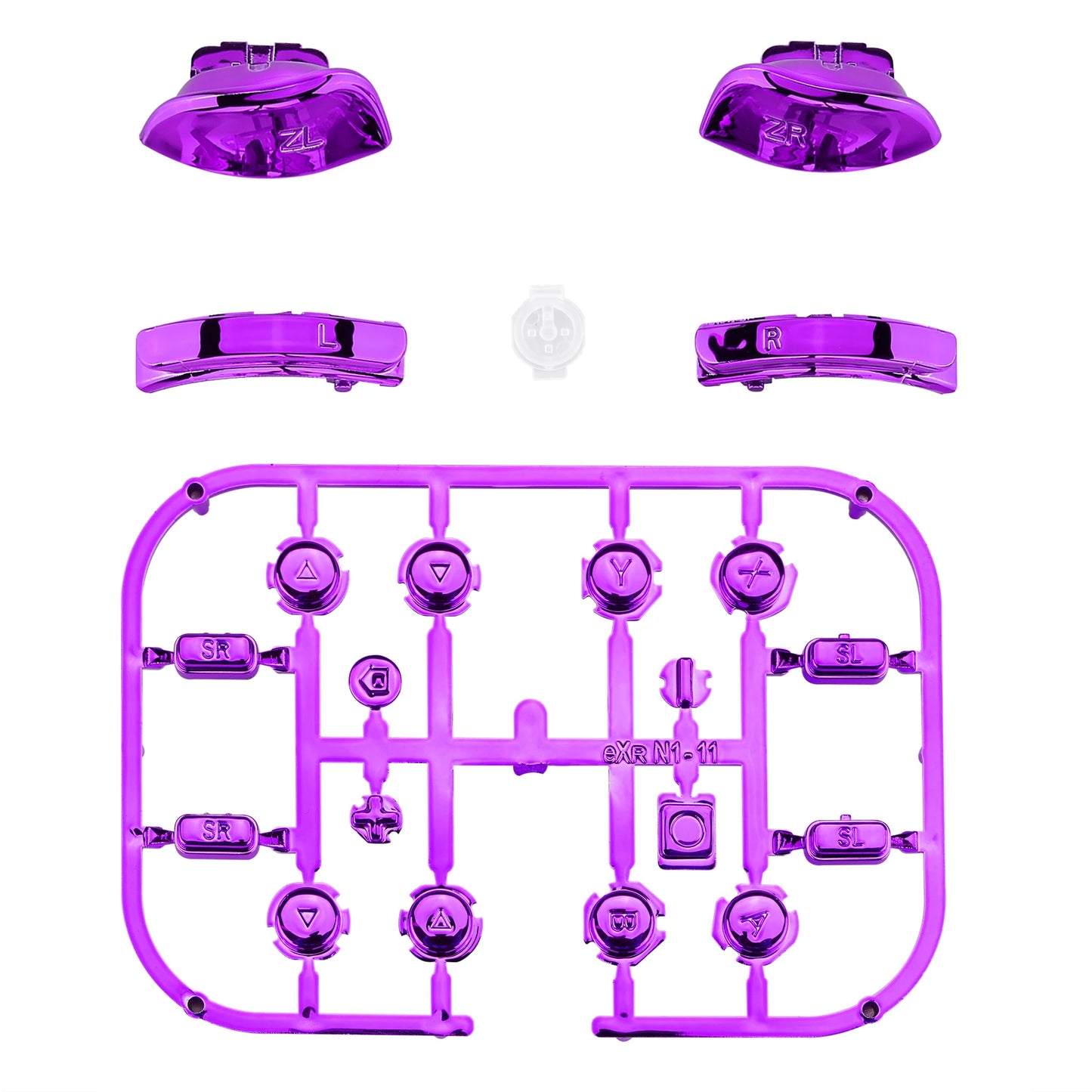 eXtremeRate Full Set Buttons with Tools for Nintendo Switch & OLED JoyCon, Chrome Replacement ABXY SR SL L R ZR ZL Trigger