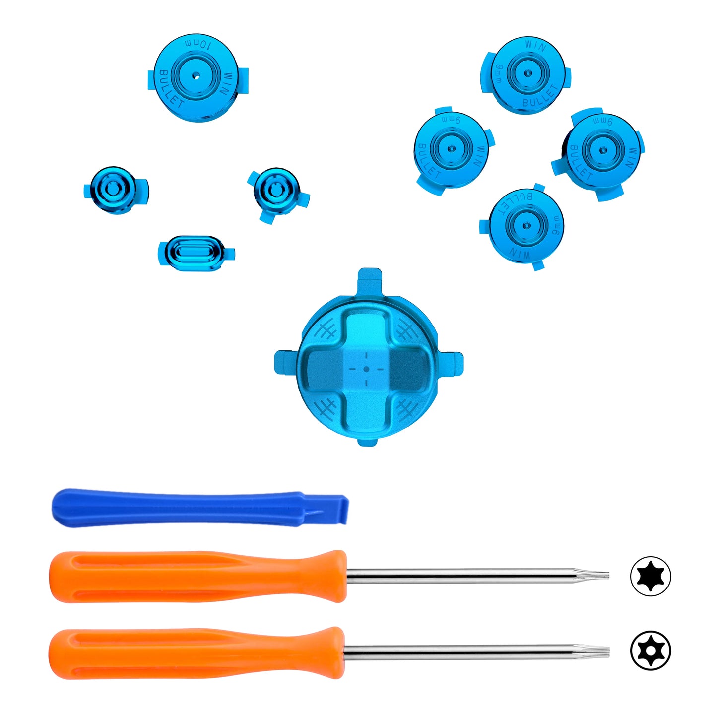 eXtremeRate 9 in 1 Custom Metal Buttons for Xbox Core Wireless Controller, Home ABXY Bullet Buttons for Xbox Series X/S
