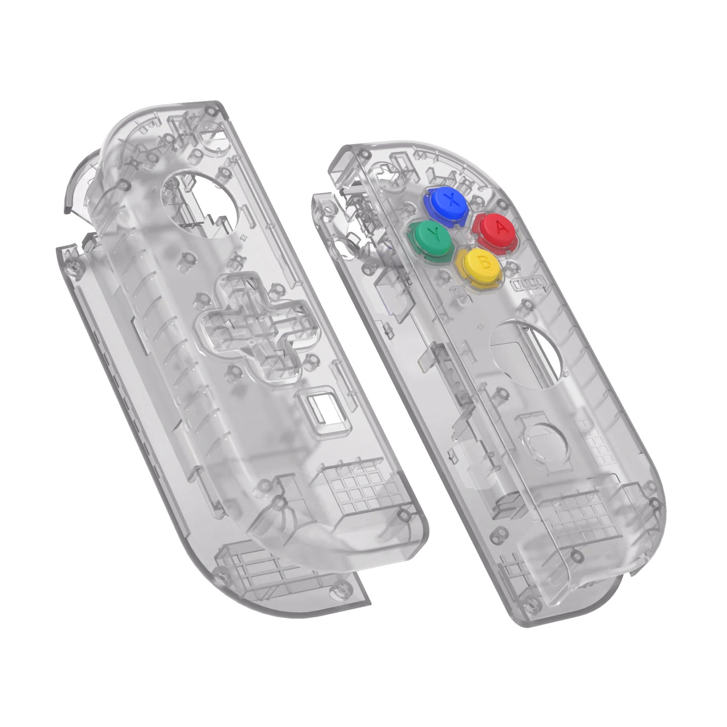eXtremeRate Switch Gamepad Replacement Case Transparent Shell Cover for Nintend Switch NS JoyCon & NS OLED JoyCon - Clear Black