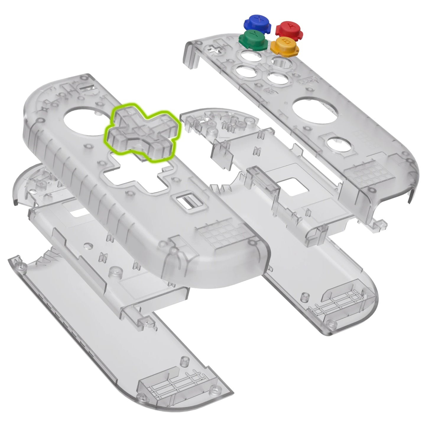 eXtremeRate Switch Gamepad Replacement Case Transparent Shell Cover for Nintend Switch NS JoyCon & NS OLED JoyCon - Clear Black