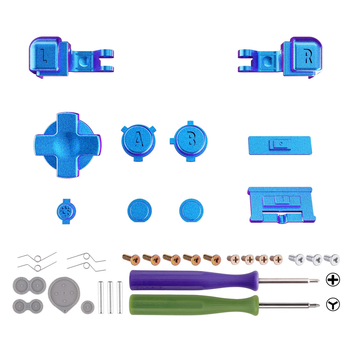 eXtremeRate Full Set Buttons for Gameboy Advance SP for GBA SP Console - Chameleon Purple Blue