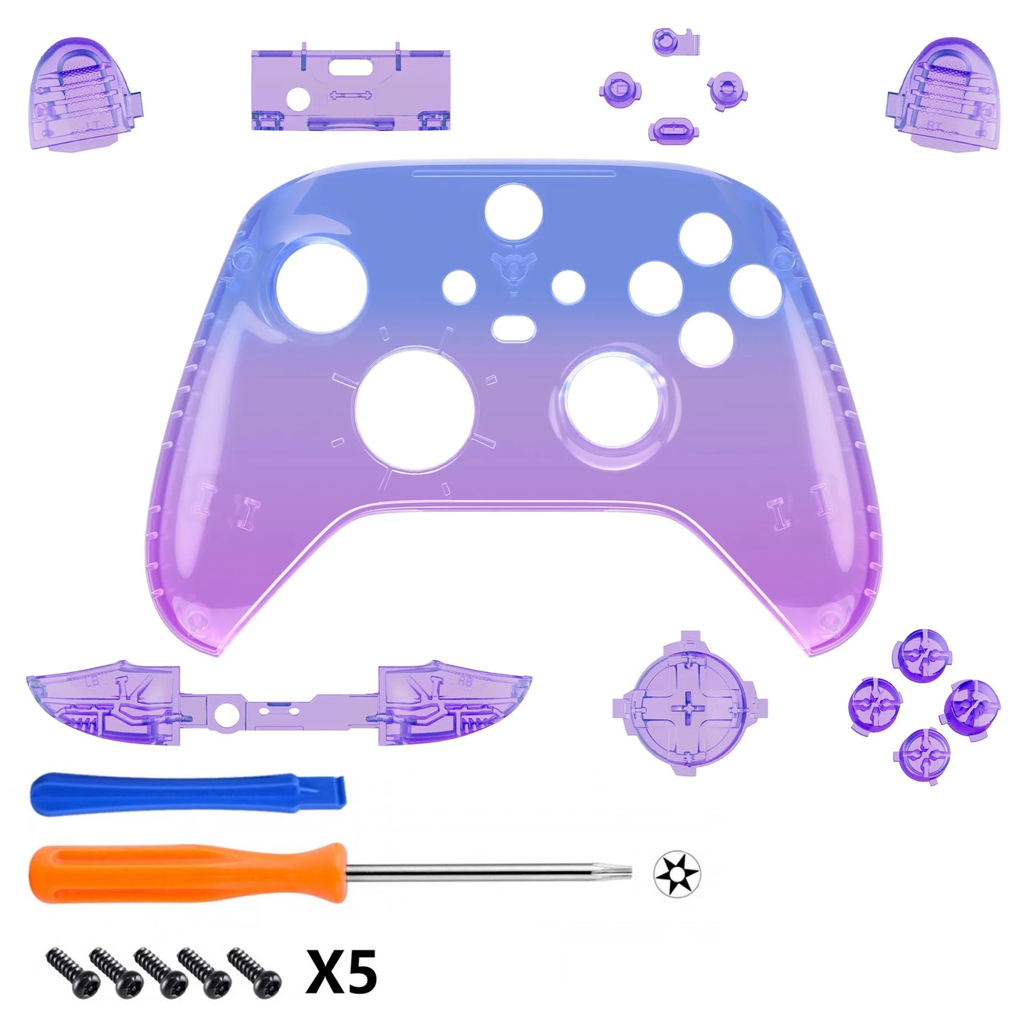 eXtremeRate Replacement Front Housing Shell Custom Cover Personalized Faceplate for Xbox Core Wireless Controller - Clear Series