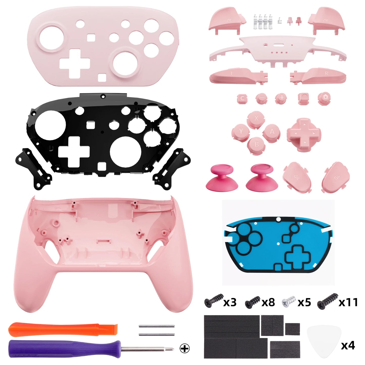 eXtremeRate DIY Replacement Full Set Shell Buttons for Nintendo Switch 2 Pro Controller, Faceplate Rear Bottom Cover