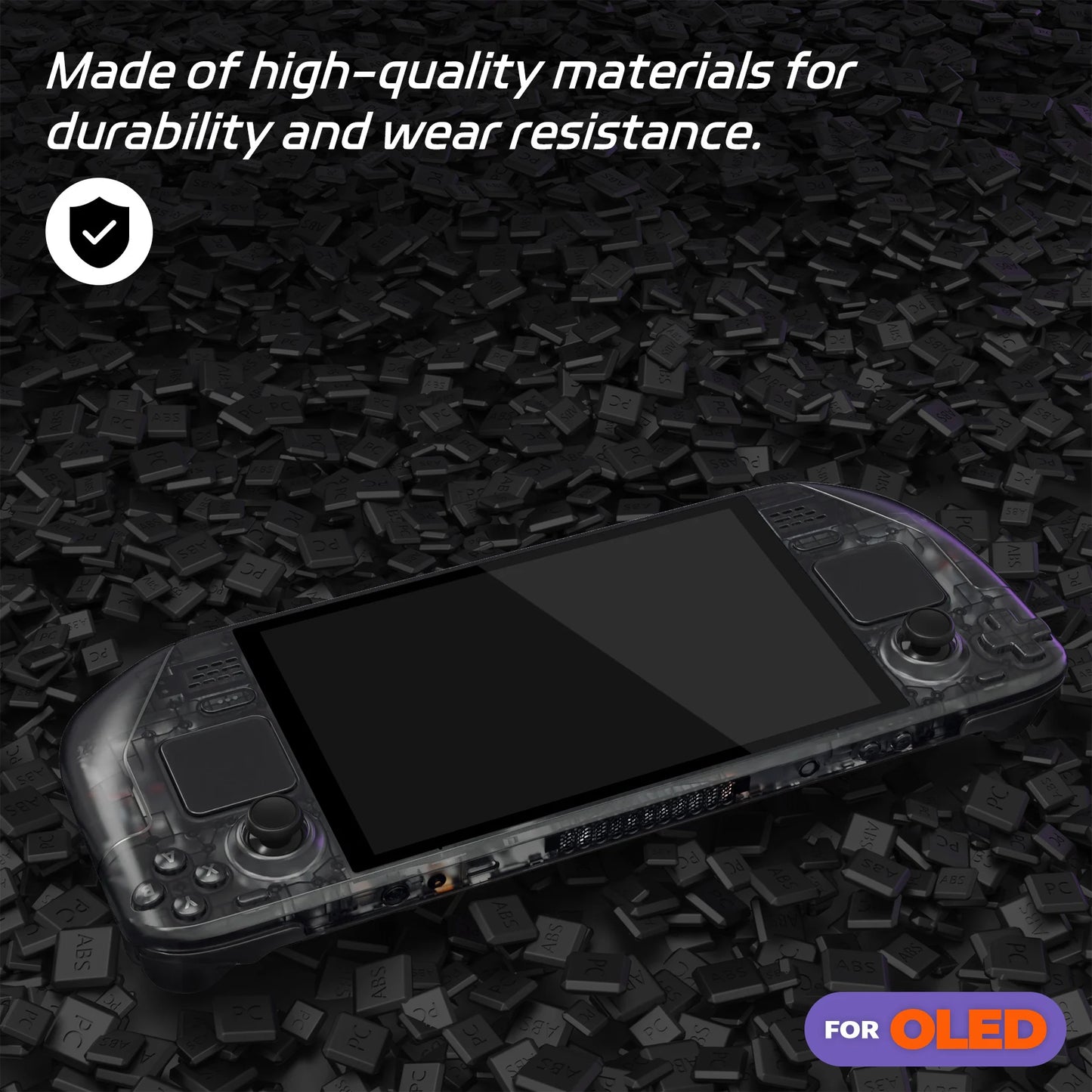 eXtremeRate Replacement Full Set Housing Shell W/Buttons for Steam Deck OLED, Clear DIY Faceplate Back Plate Trackpad Case