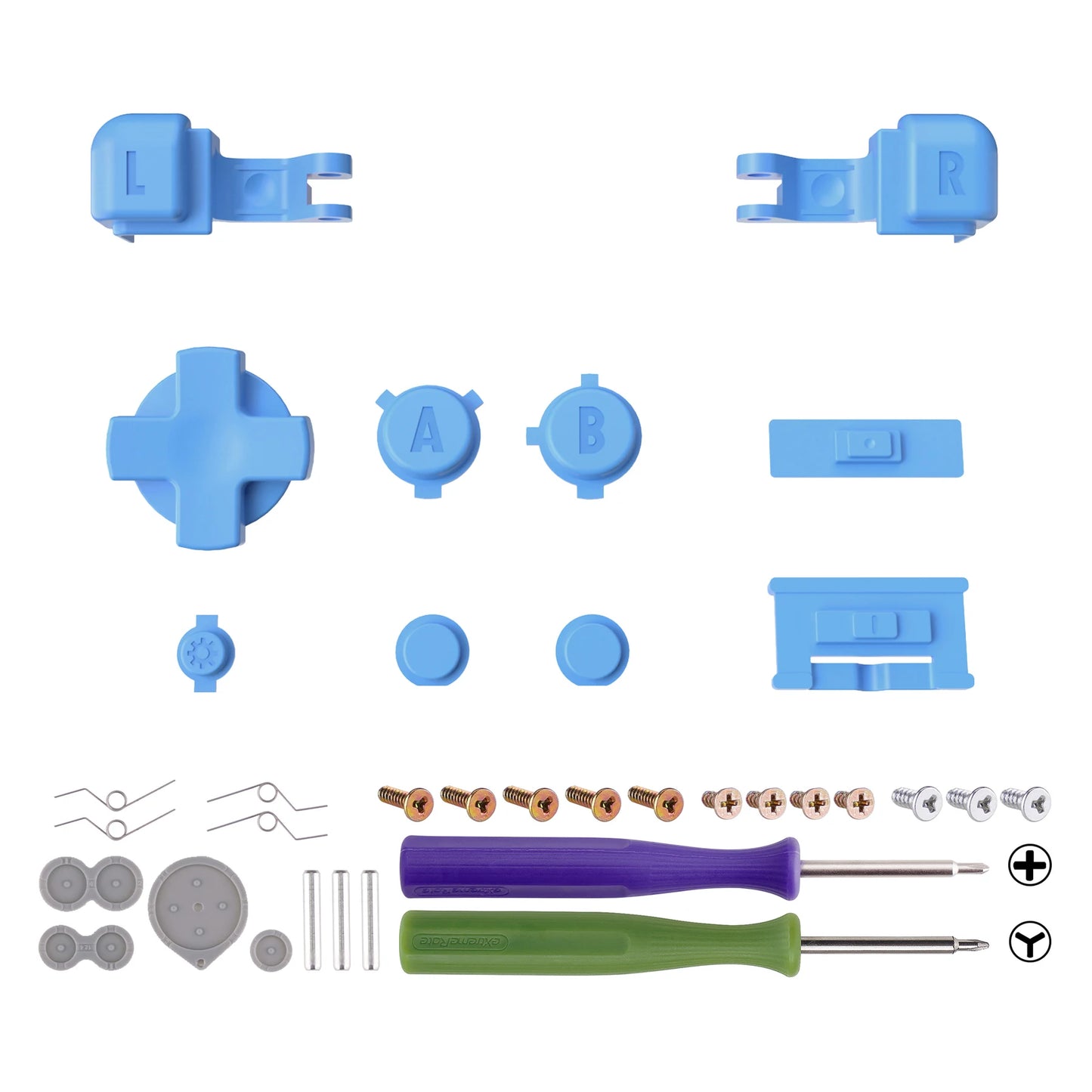 eXtremeRate Full Set Buttons for Gameboy Advance SP, A B L R Button Power On Off Volume Button D-pad Key for GBA SP Console