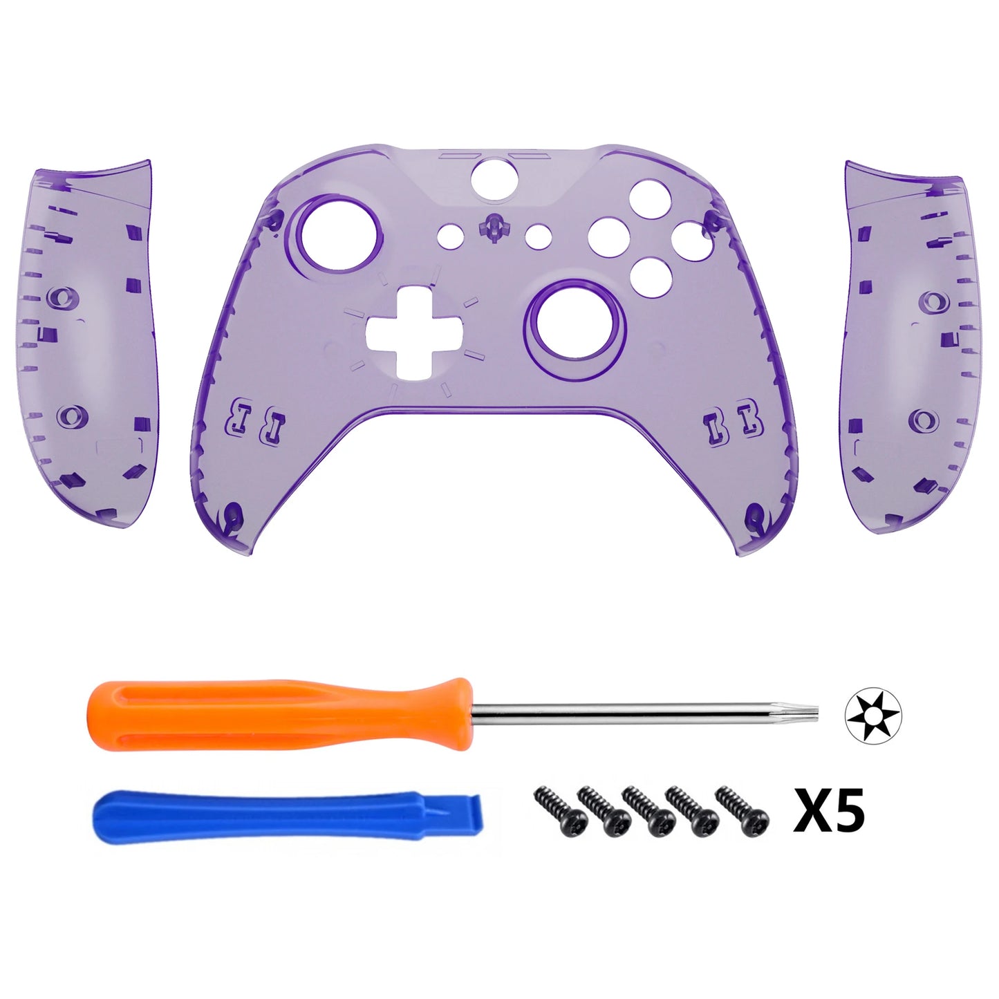 eXtremeRate Custom Top Shell Front Housing Faceplate Fix Kits for Xbox One X & One S Controller (Model 1708) - Clear Series