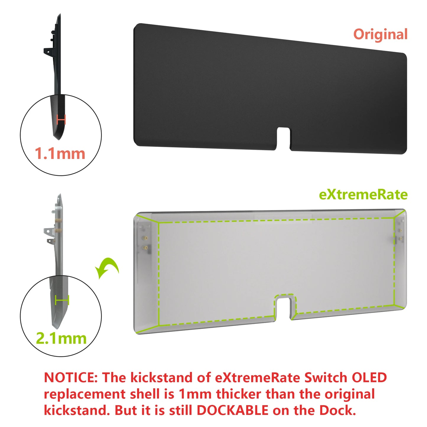eXtremeRate Replacement Full Set Shell for Nintendo Switch OLED, Back Plate & Kickstand, Joycon Housing with Colorful Buttons