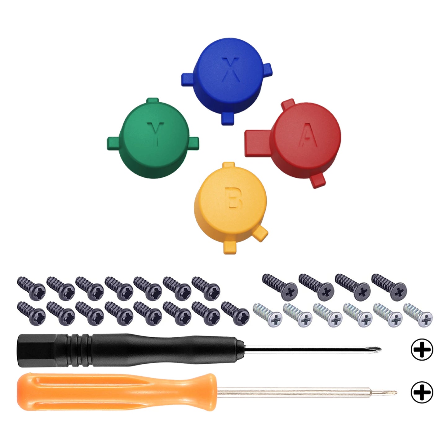 eXtremeRate Colorful Repair ABXY Buttons for Nintendo Switch Pro Controller, DIY Replacement ABXY Keys with Tools