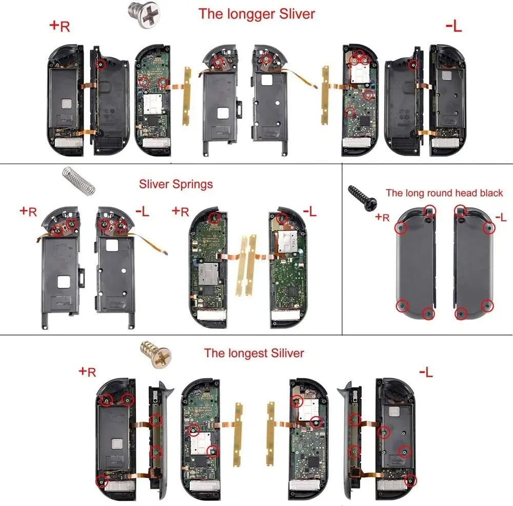 eXtremeRate Full Set Buttons with Tools for Nintendo Switch & OLED JoyCon, Chrome Replacement ABXY SR SL L R ZR ZL Trigger