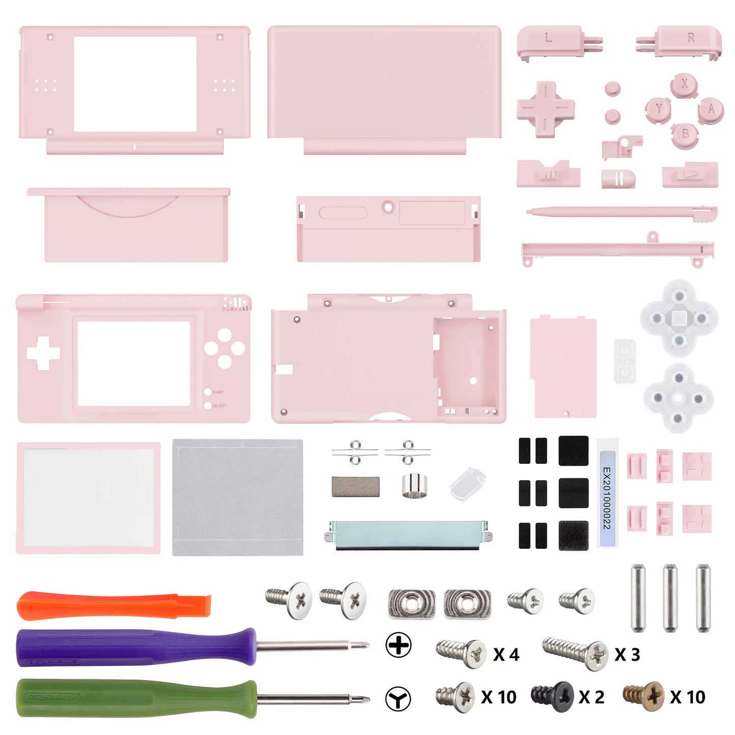 eXtremeRate Replacement Full Housing Shell for Nintendo DS Lite, Case Cover with Buttons, Screen Lens for NDSL - Single Series