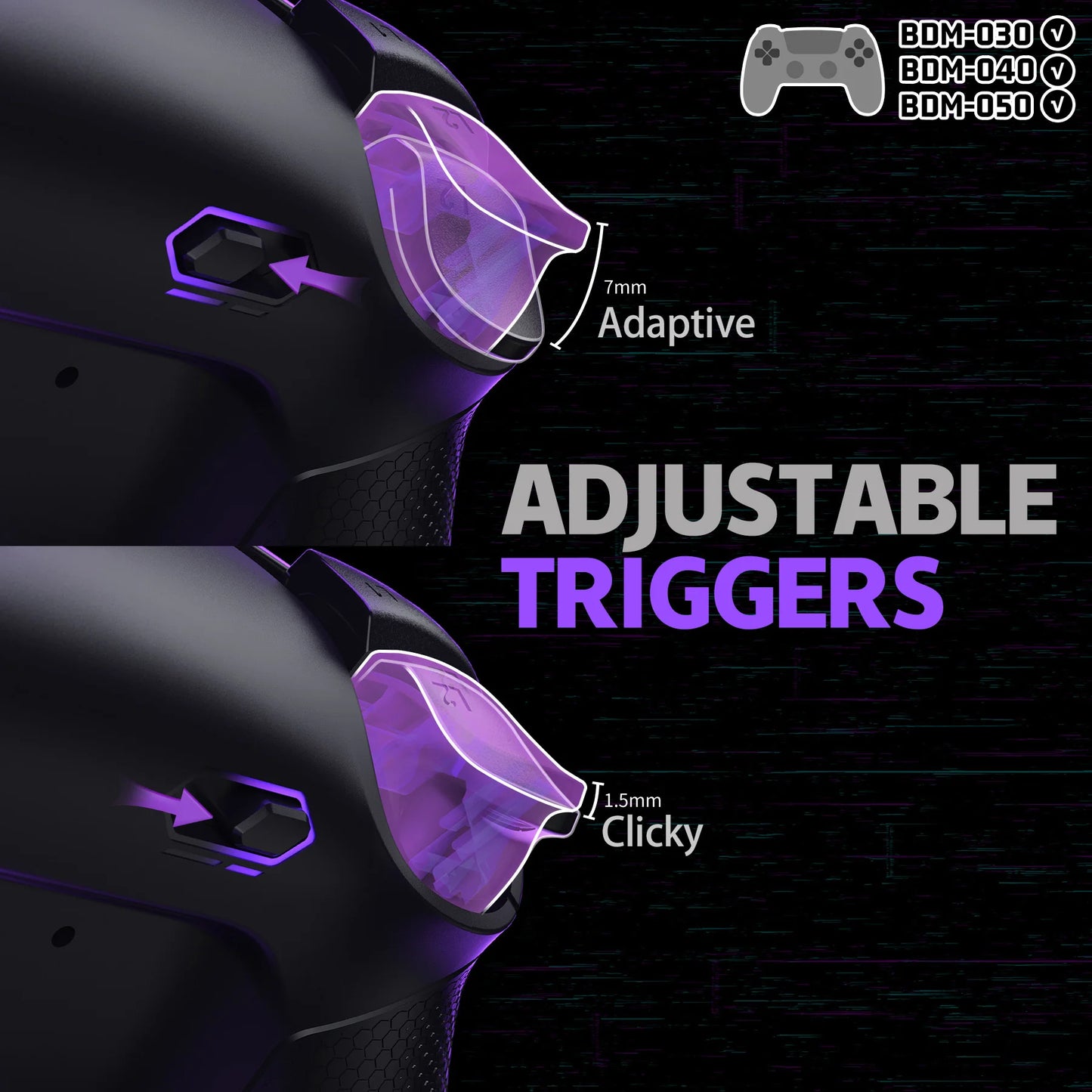 eXtremeRate RISE Plus MAX Remappable Back Buttons Kit w/Clicky Trigger Stop & Rubberized Grip for ps5 Controller BDM-030 040 050