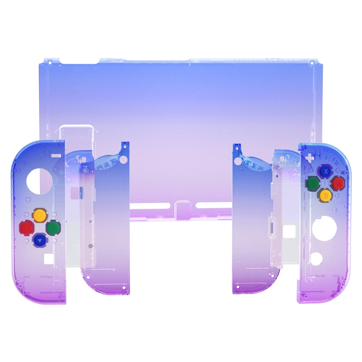 eXtremeRate DIY Replacement Back Shell with Full Set Buttons for NS Switch, Joycon Handheld Grips Kickstand - Gradient Series