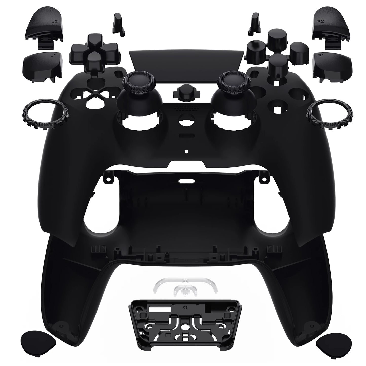 eXtremeRate Luna Redesigned Full Set Housing Shell Buttons Touchpad Cover for ps5 Controller BDM-030/040/050 - Black & Red &Gray