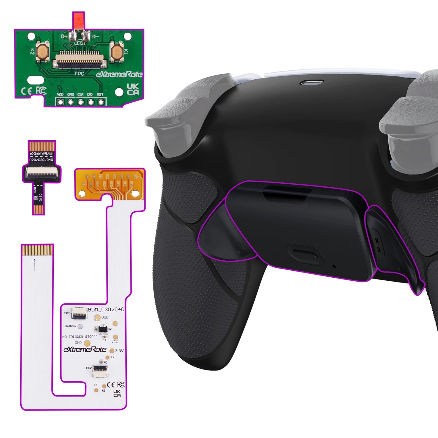eXtremeRate Back Paddles Programable RISE V4 Remap Kit for ps5 Controller BDM-060, Upgrade Board Back Shell Back Button