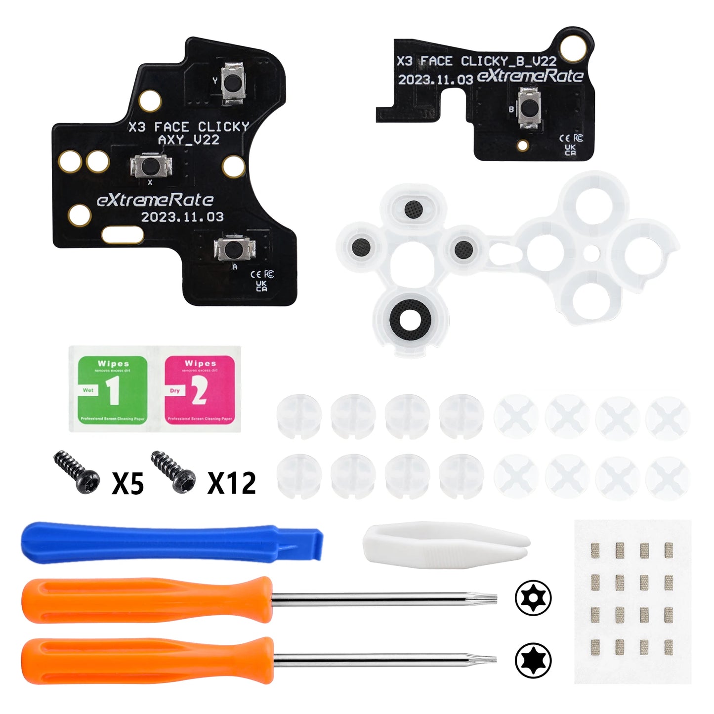 eXtremeRate Clicky Kit V2 for Xbox Core (Xbox Series X|S) / Xbox One S/X Controller, ABXY Keys Mouse Action Buttons Clicky Kit