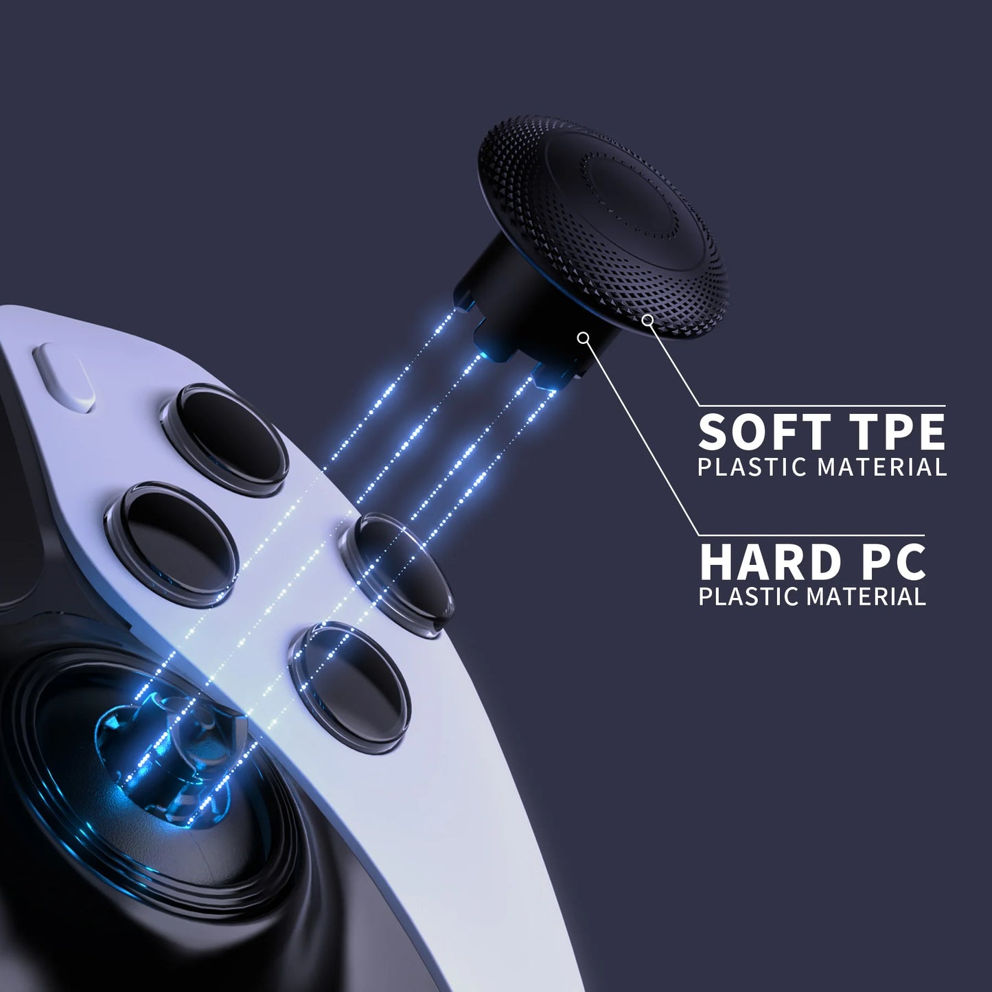 eXtremeRate ThumbsGear Interchangeable Thumbsticks for ps5 Edge Controller, Replacement Analog Thumb Sticks Caps - 6 Colors