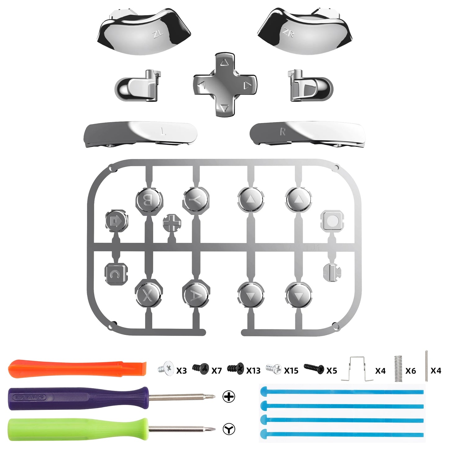 eXtremeRate DIY Replacement Full Set Buttons for Joycon 2, ABXY & Dpad & C Home & Release & Trigger Button for Nintendo Switch 2