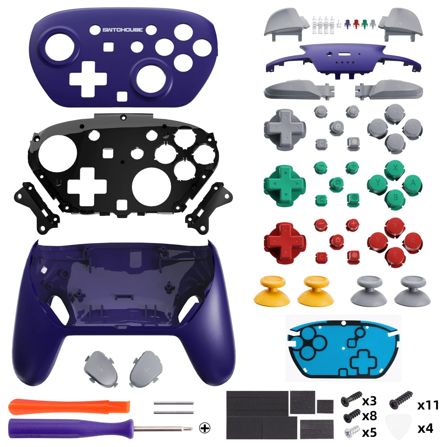 eXtremeRate DIY Replacement Full Set Shell Buttons for Nintendo Switch 2 Pro Controller, Faceplate Rear Bottom Cover