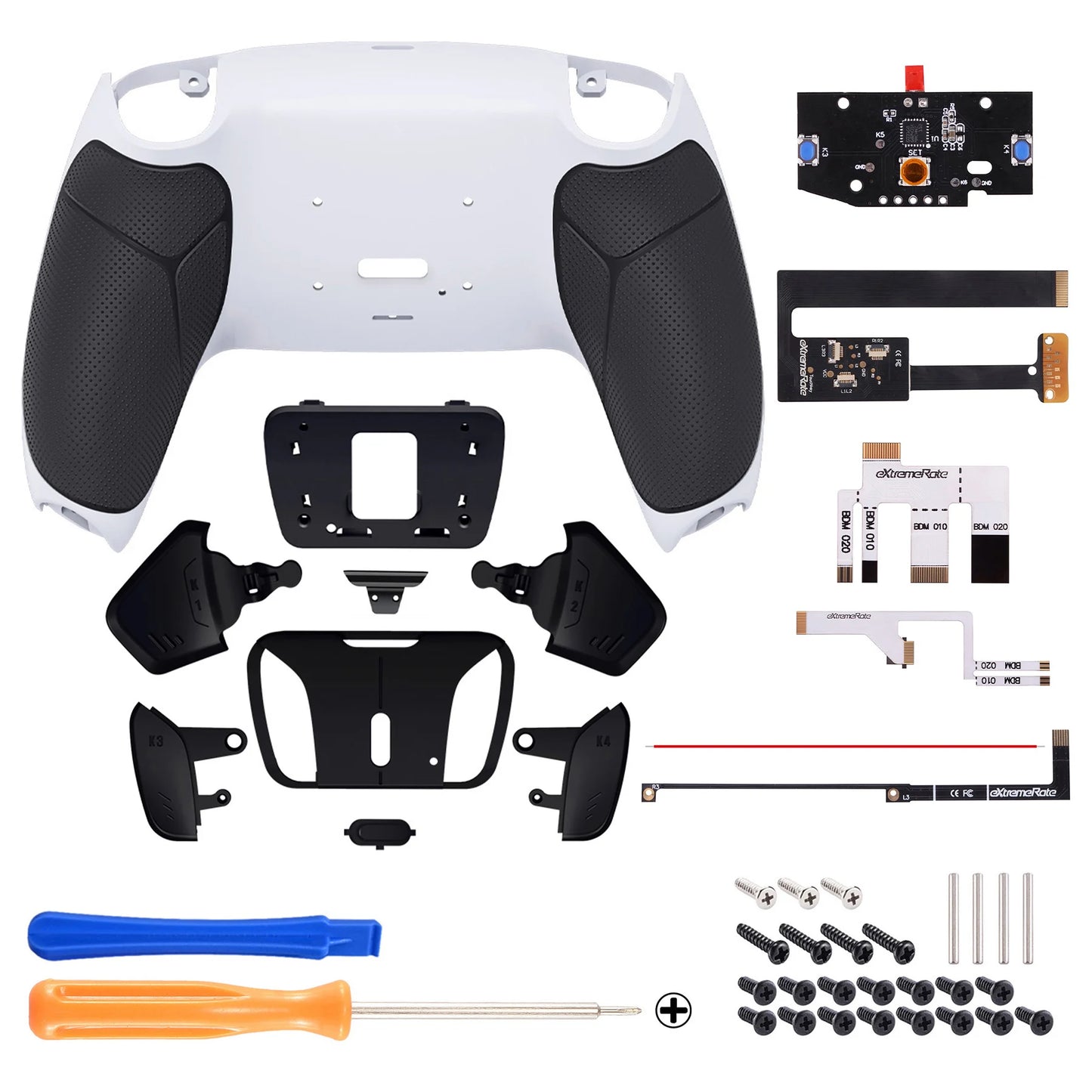 eXtremeRate Rubberized Grip Programable RISE4 Remap Kit for PS5 Controller BDM-010 & BDM-020, Board & Back Shell & Back Buttons